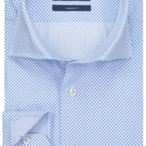 Sleeve7 Overhemd Wit Blauwe Stip Poplin