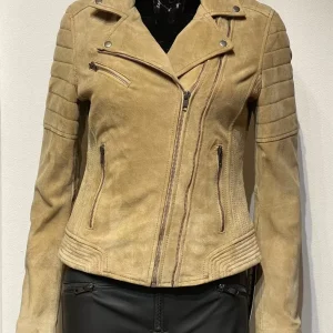 Suède jas dames Perfecto/bs beige