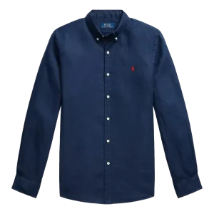 Polo Ralph Lauren Linnen Overhemd Marine - Match Laren