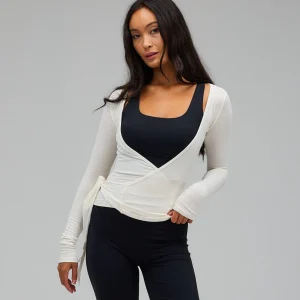 Loura | Lange Mouwen Yoga Wikkelblouse Wit