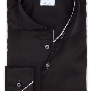 R2 Amsterdam Heren Overhemd Zwart Twill Modern Fit
