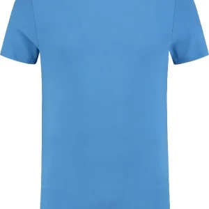 ShirtsofCotton Heren T-shirt Blauw Basic Round