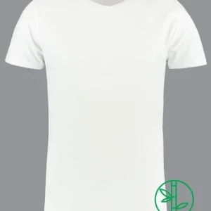 ShirtsofCotton Heren T-shirt Wit Bamboe Basic V-hals 2-Pack