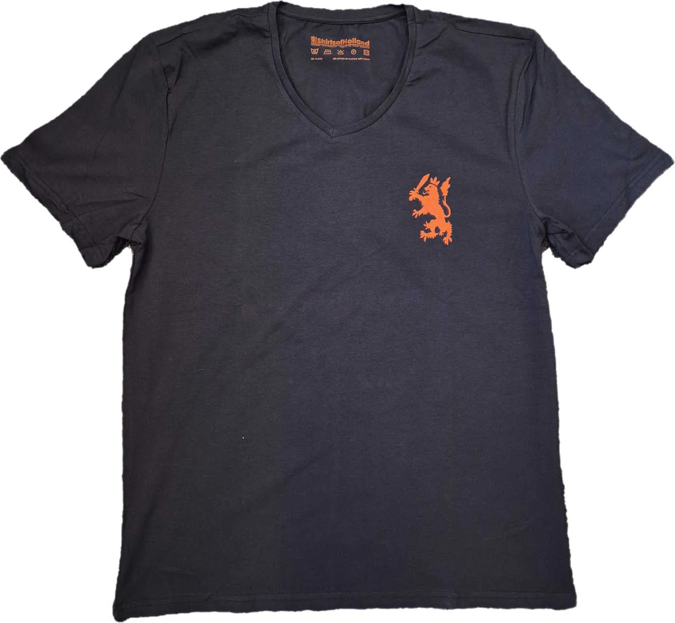 ShirtsofHolland T-shirt Navy Blauw Met Oranje Leeuw - Afbeelding 2