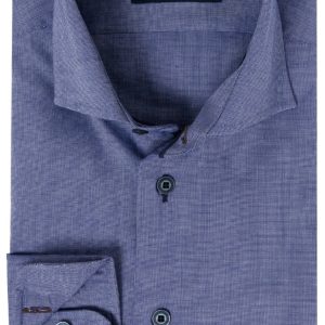 Sleeve7 Heren Overhemd Blauw Effen Fil-à-fil Modern Fit