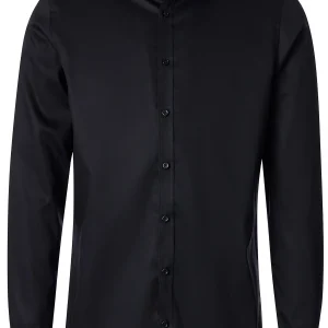 Venti Heren Overhemd Zwart Twill Body Fit ML7