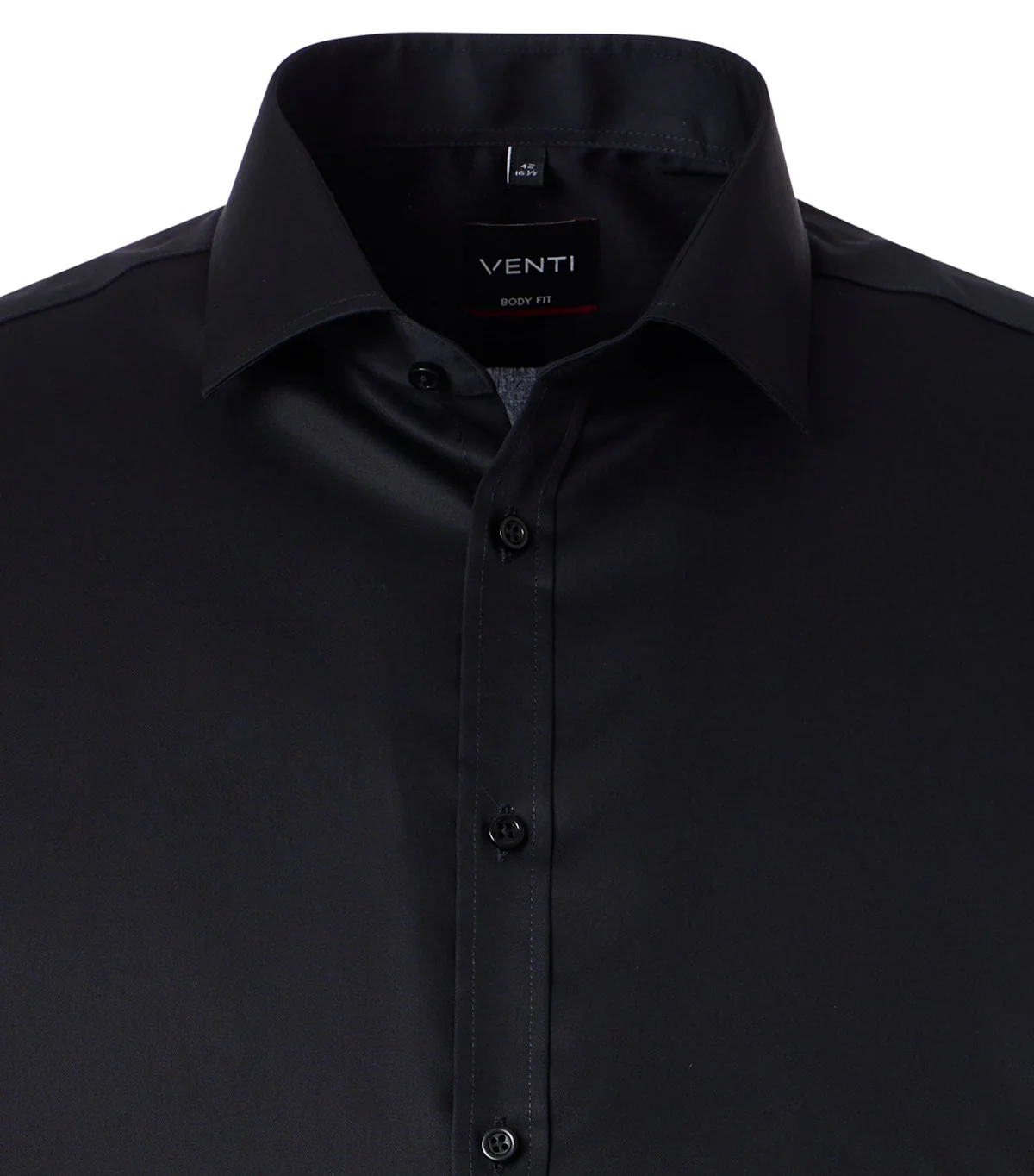 Venti Heren Overhemd Zwart Twill Body Fit ML7 - Afbeelding 4