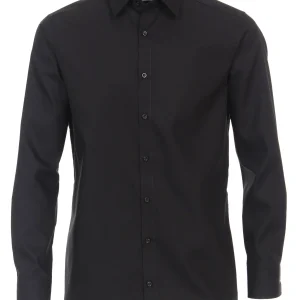 Venti Heren Overhemd Zwart Modern Fit Poplin