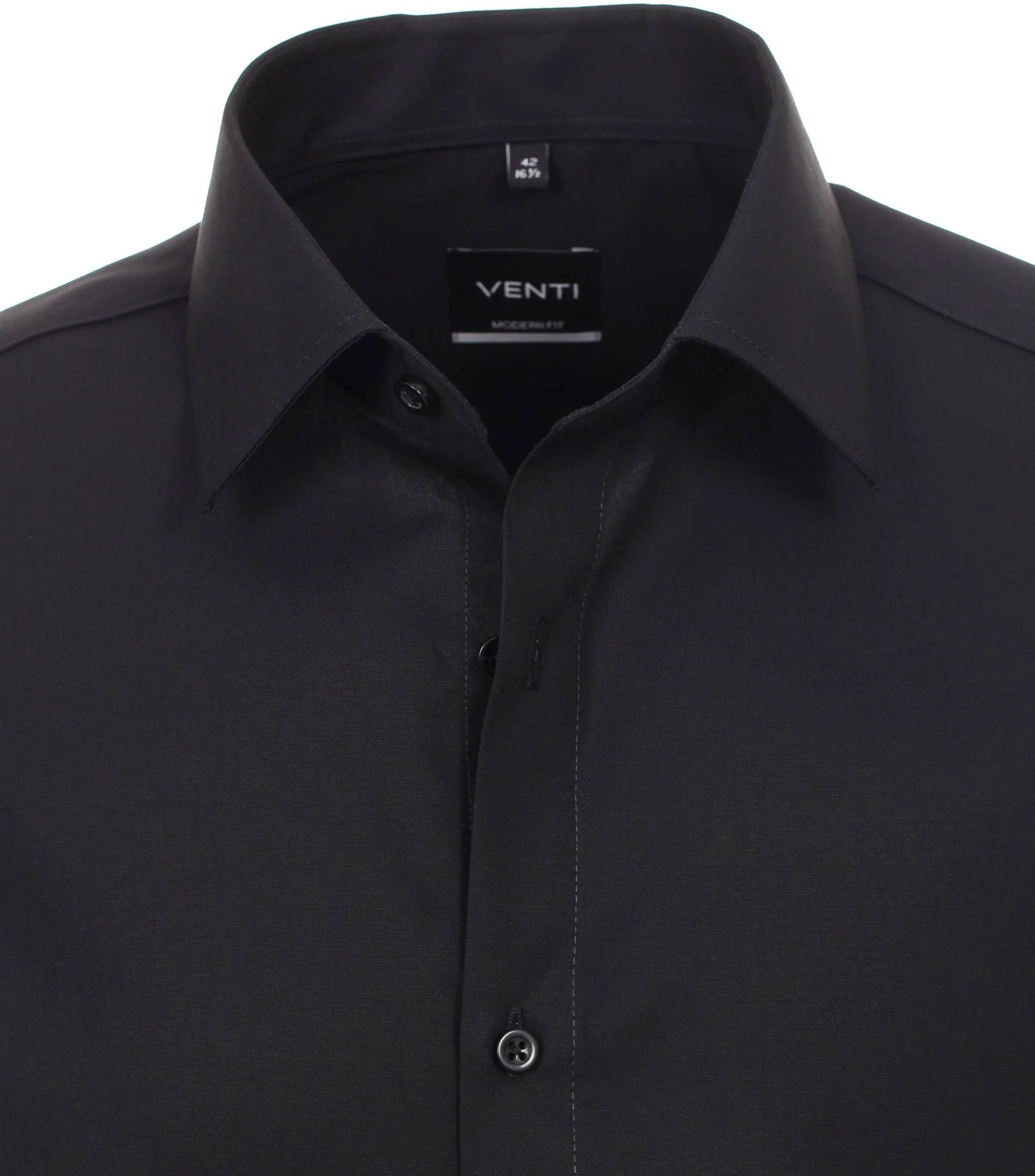 Venti Heren Overhemd Zwart Modern Fit Poplin - Afbeelding 4